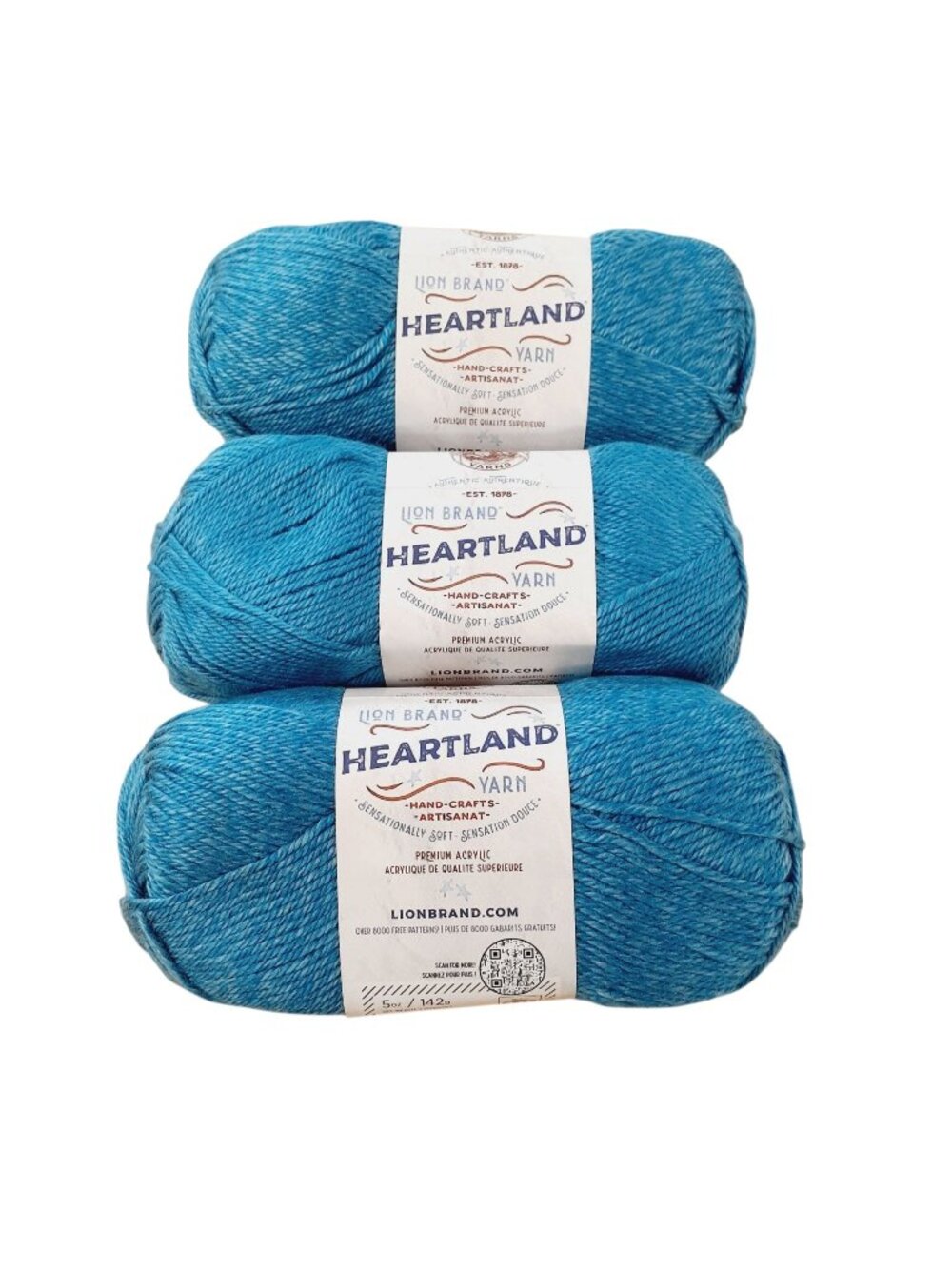 Lot of 3 Lion Brand Heartland Yarn Virgin Islands Brand New